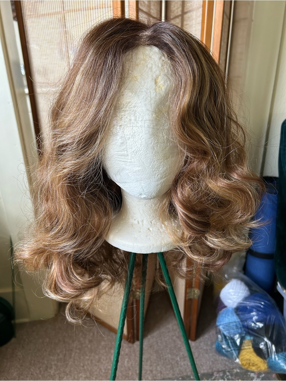 Brown Blonde Highlighted Women's Wavy Wig - Unbranded